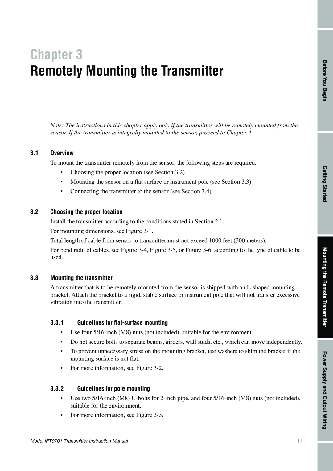 Emerson IFT9701 instruction manual Remotely Mounting the Transmitter, Chapter, 3.1Overview, 3.2Choosing the proper location 