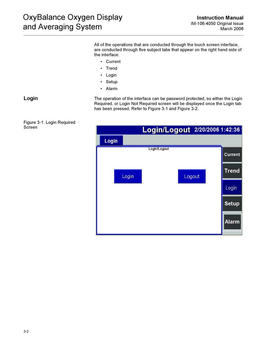 Emerson IM-106-4050 instruction manual Login Required Screen 