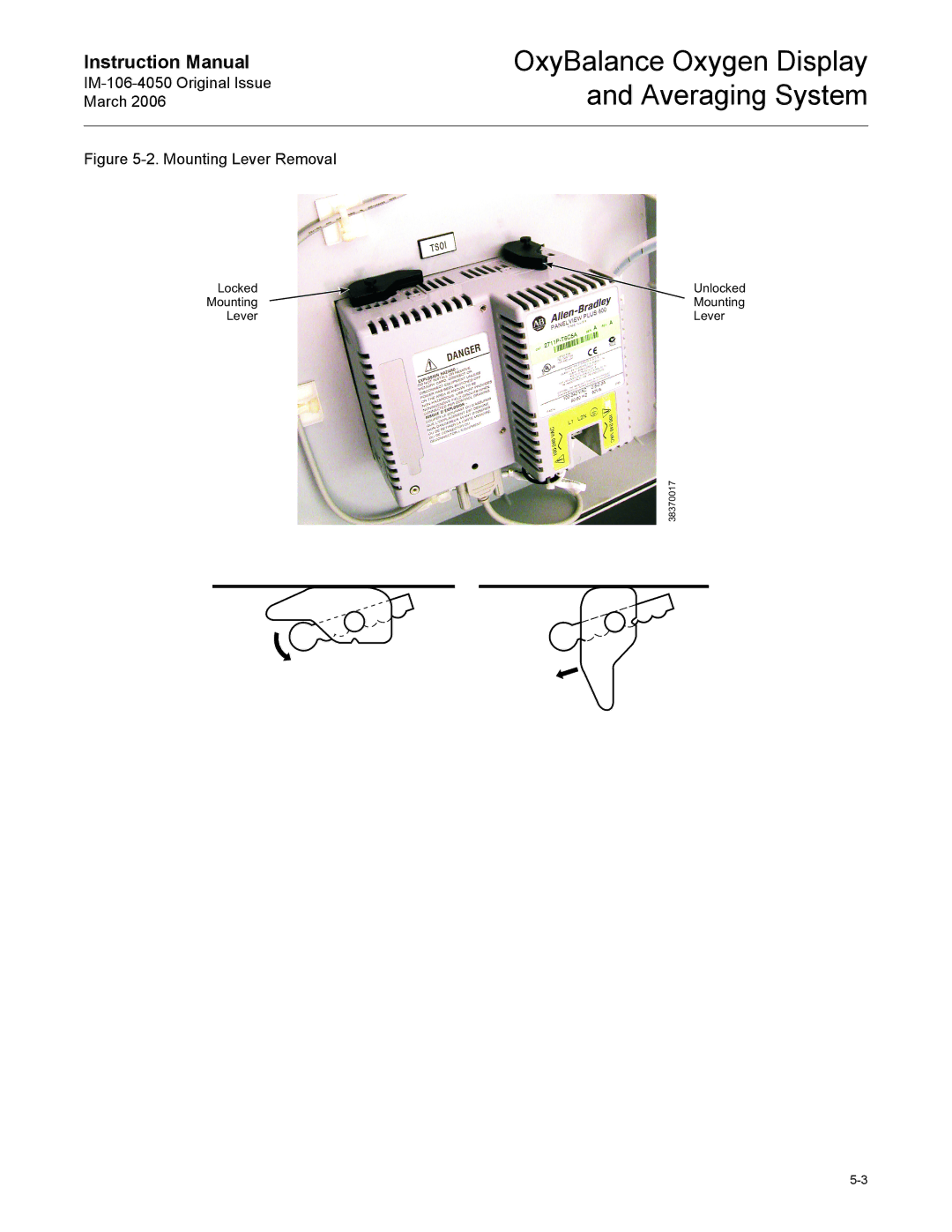 Emerson IM-106-4050 instruction manual Mounting Lever Removal 