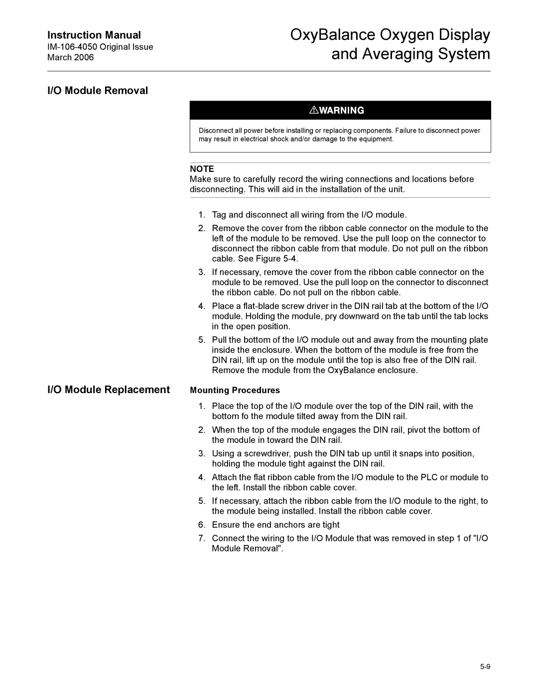 Emerson IM-106-4050 instruction manual Module Removal, Module Replacement 