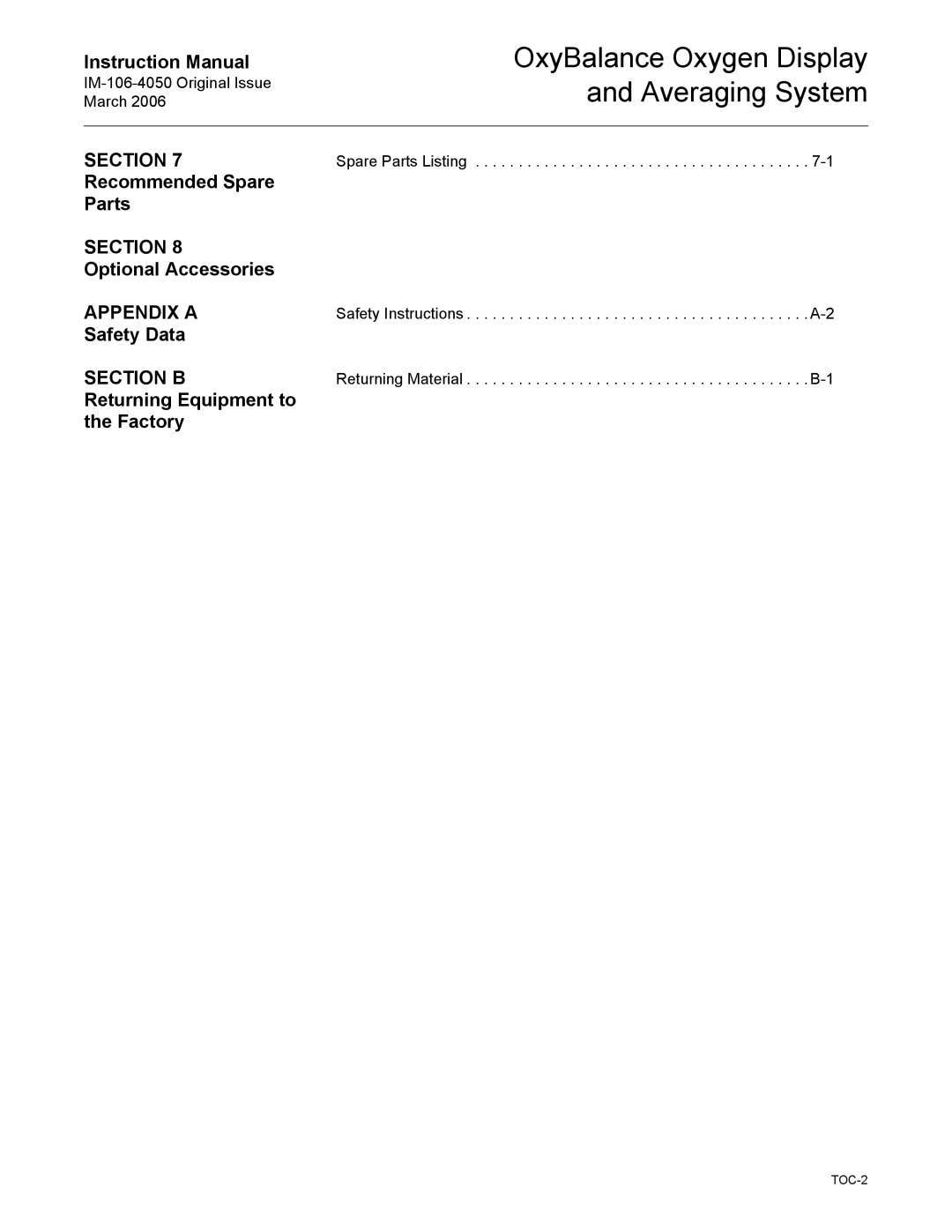 Emerson IM-106-4050 instruction manual Appendix a, Section B 