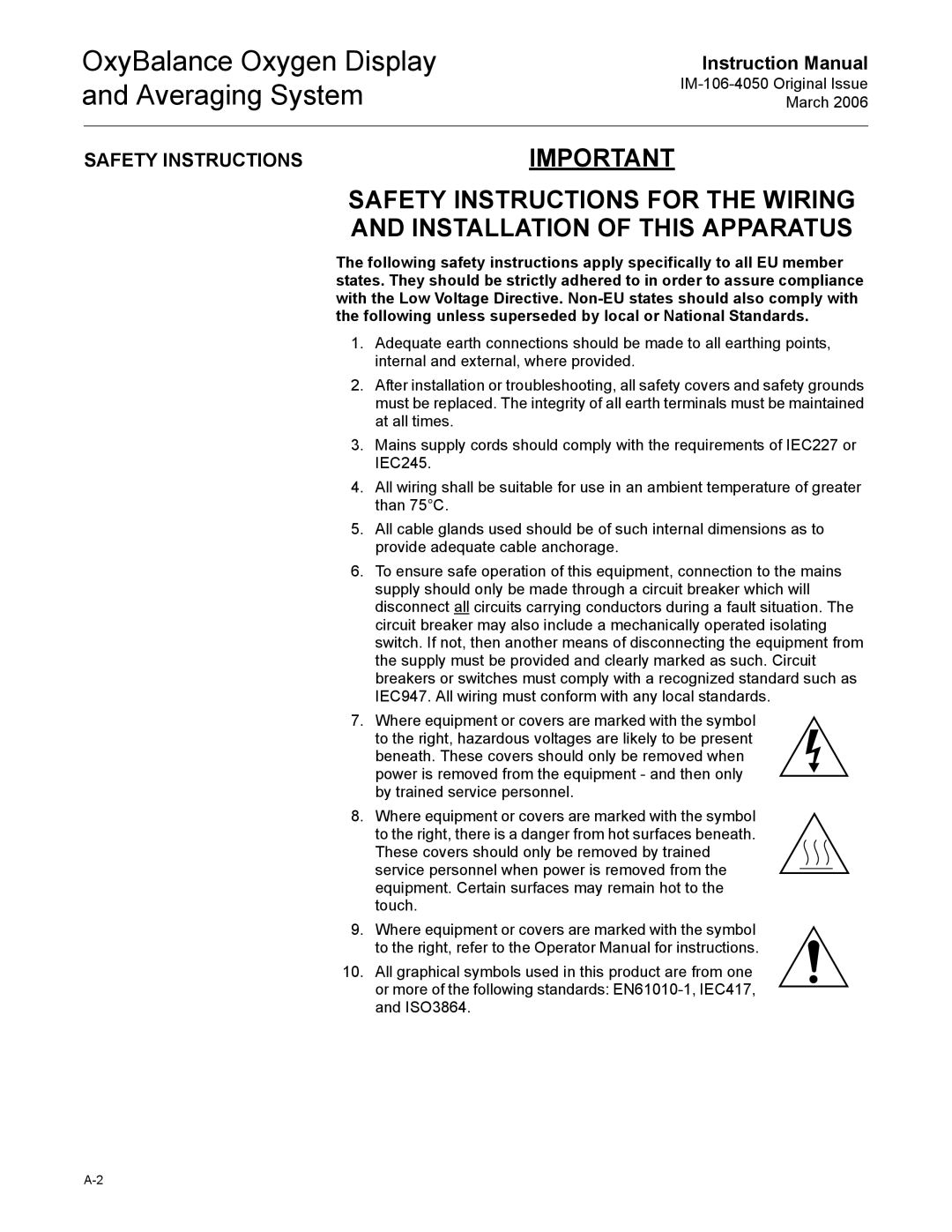 Emerson IM-106-4050 instruction manual Safety Instructionsimportant 