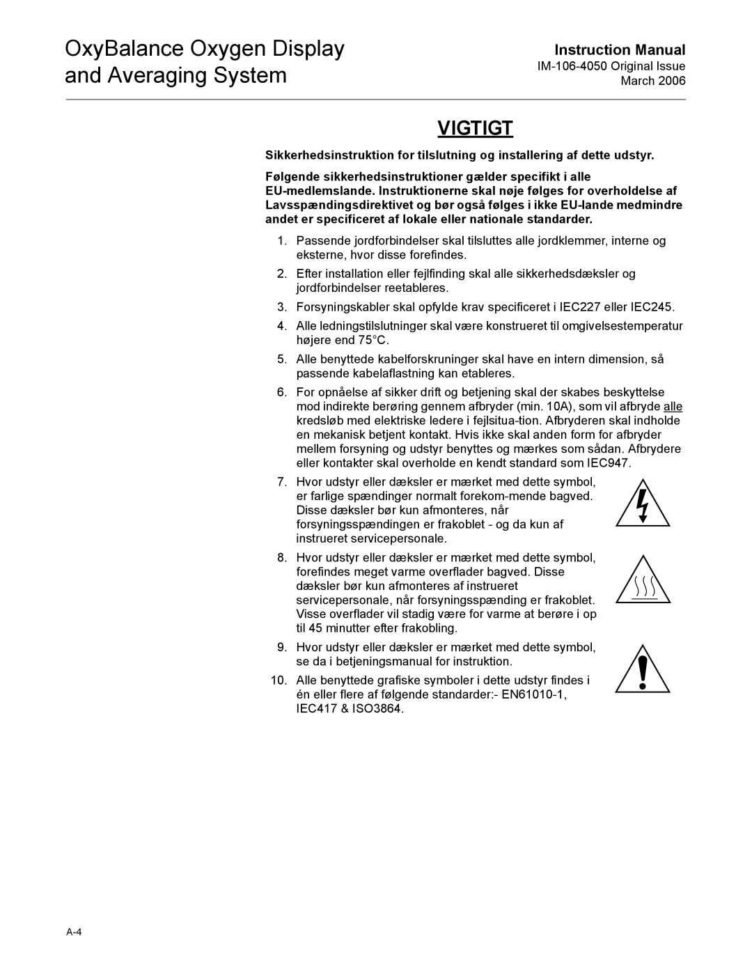 Emerson IM-106-4050 instruction manual OxyBalance Oxygen Display Averaging System 