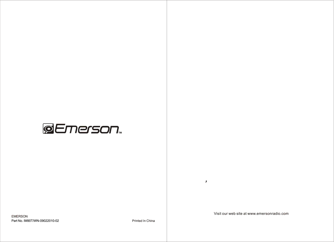 Emerson IM90WN, IM90T manual 