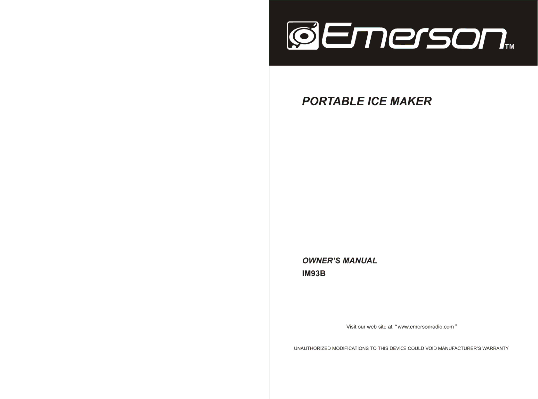 Emerson IM93B manual 