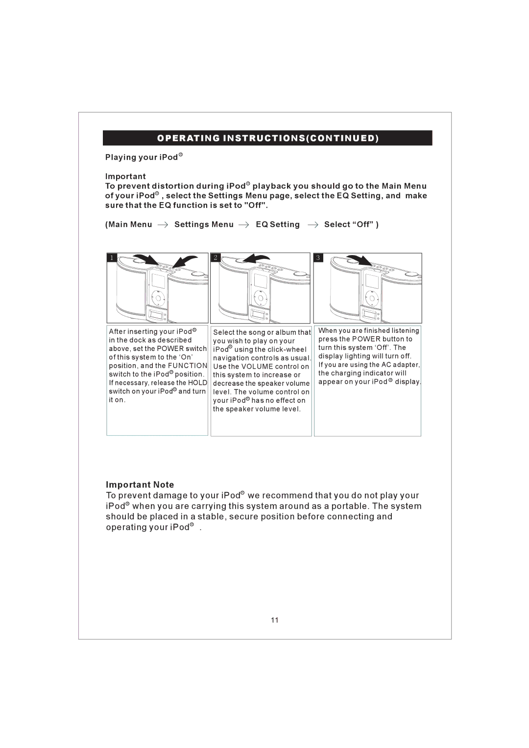 Emerson iP100 owner manual Important Note 