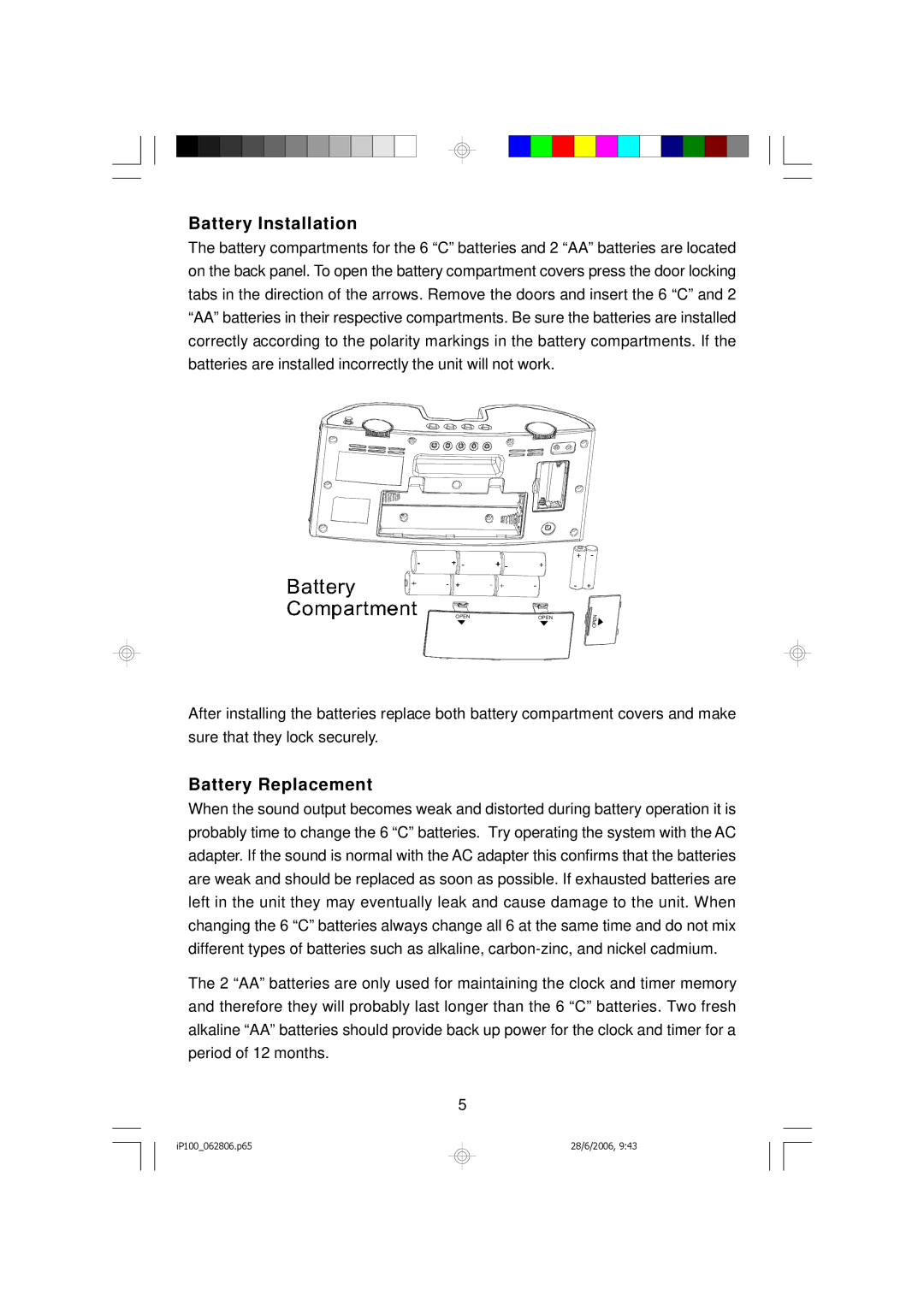 Emerson iP100 owner manual Battery Installation 