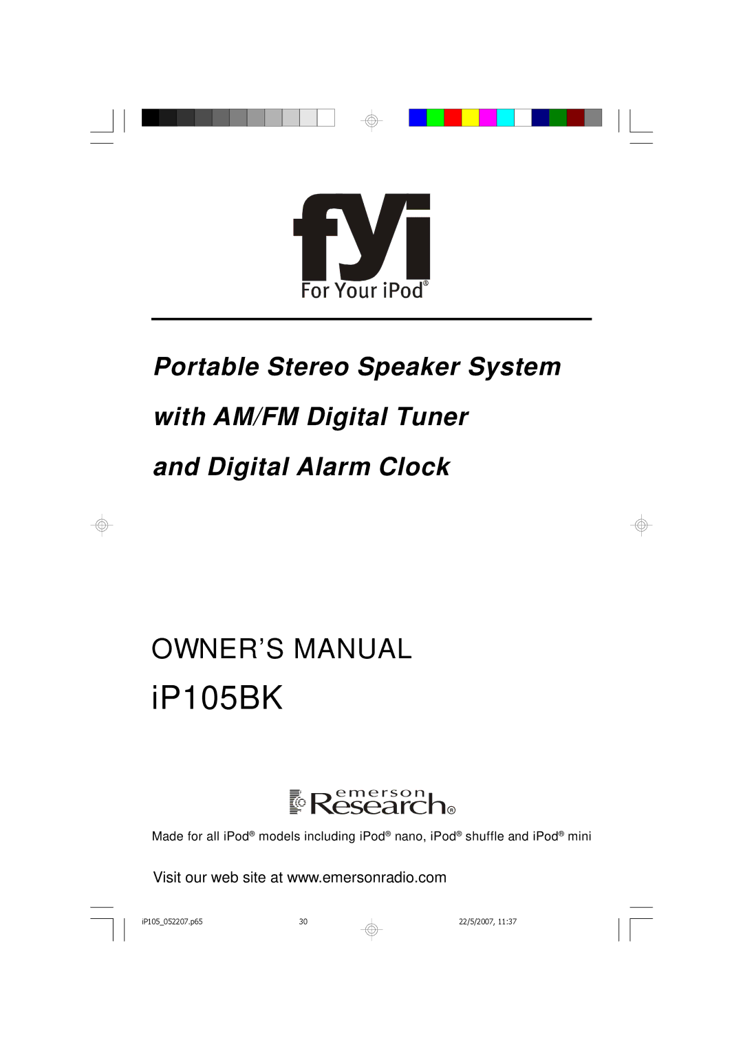 Emerson iP105BK owner manual IP105BK 