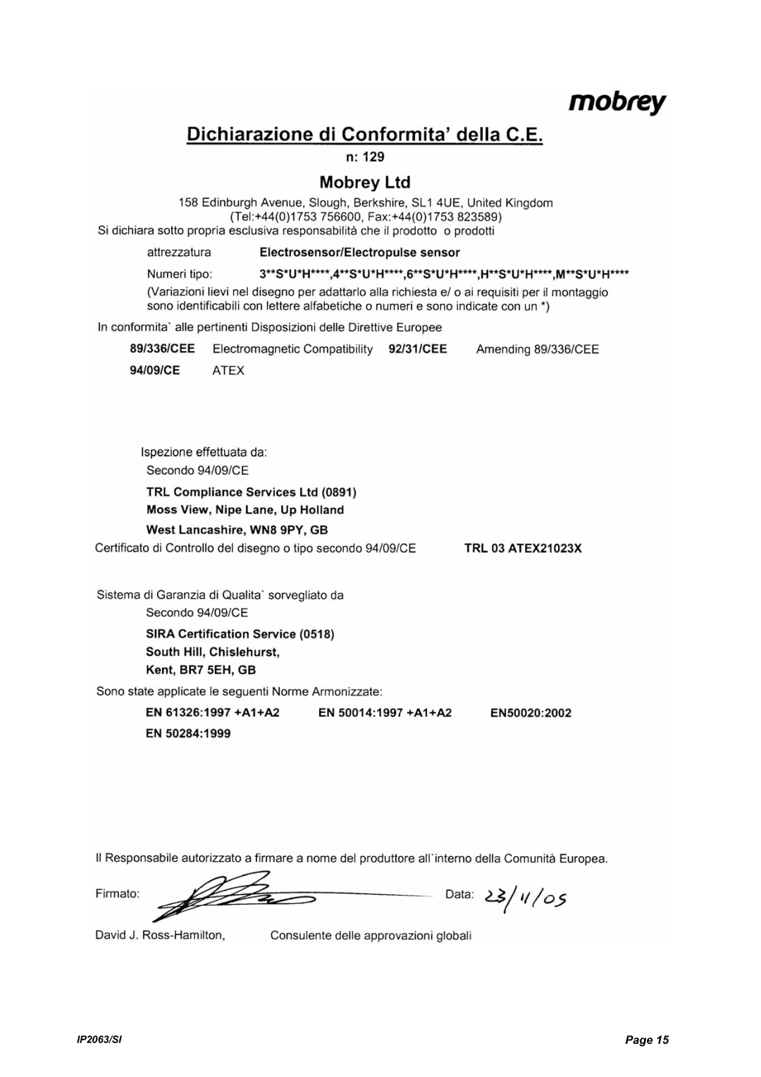 Emerson Electrosensor and Electropulse Sensors manual IP2063/SI 