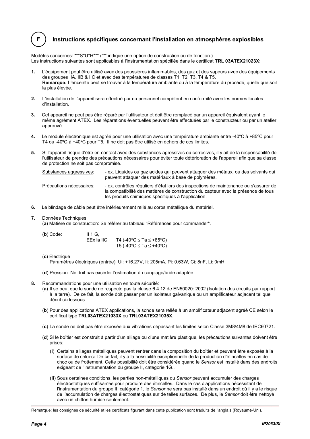 Emerson IP2063/SI, Electrosensor and Electropulse Sensors manual EEx ia IIC 