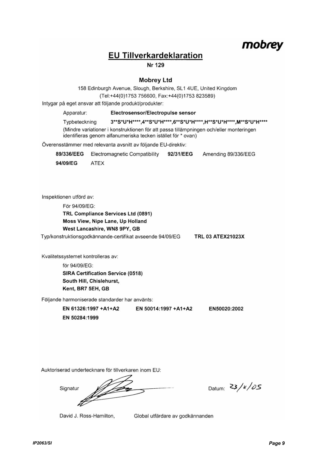 Emerson Electrosensor and Electropulse Sensors manual IP2063/SI 