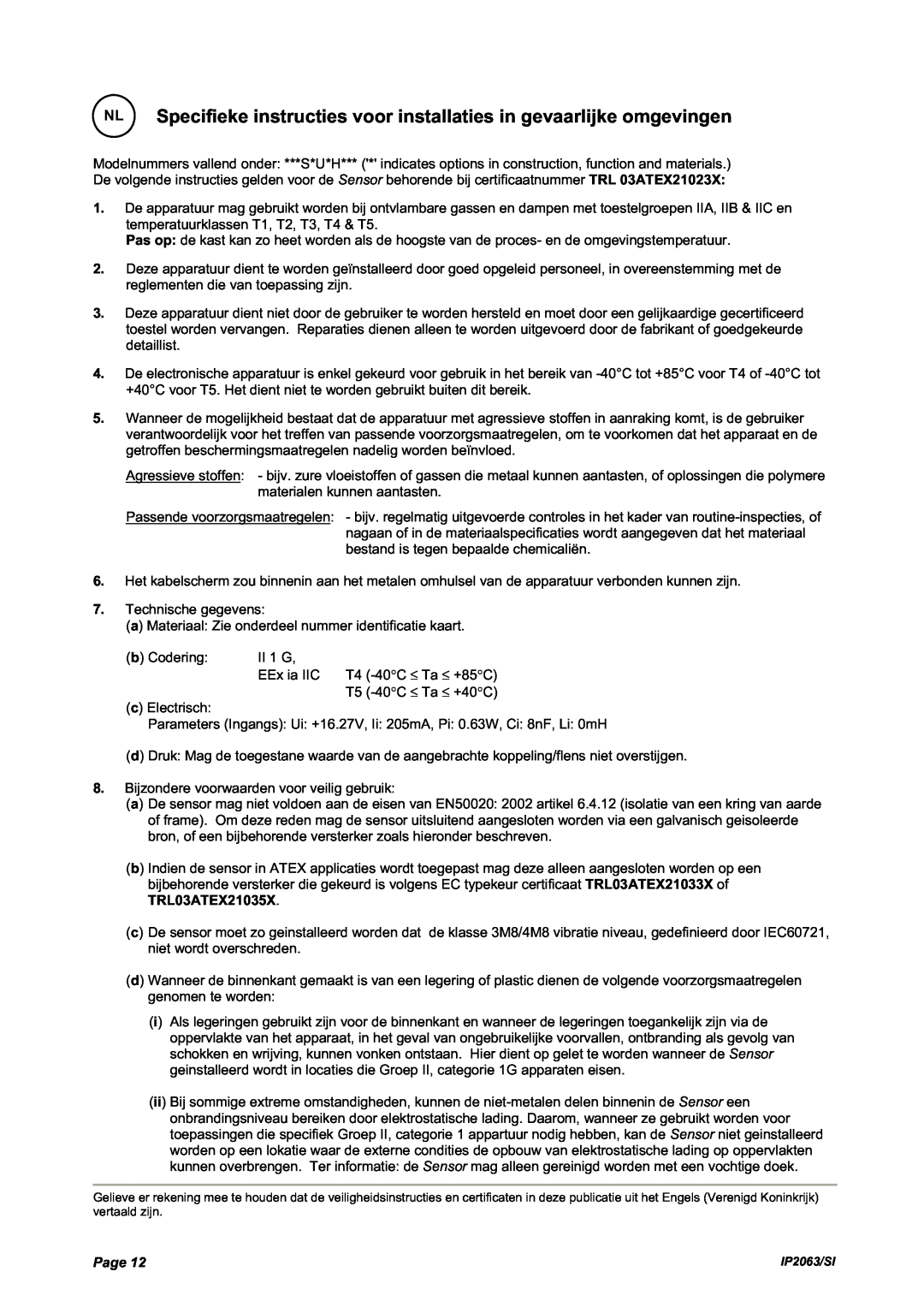 Emerson IP2063/SI manual NL Specifieke instructies voor installaties in gevaarlijke omgevingen, Page 