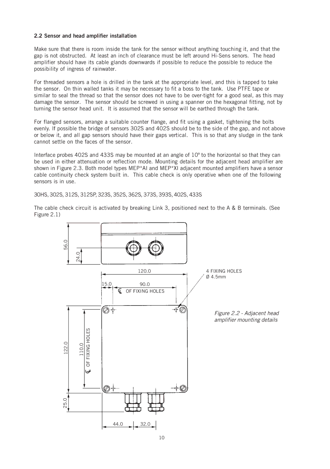 Emerson IP221 appendix Sensor and head amplifier installation, Adjacent head amplifier mounting details 