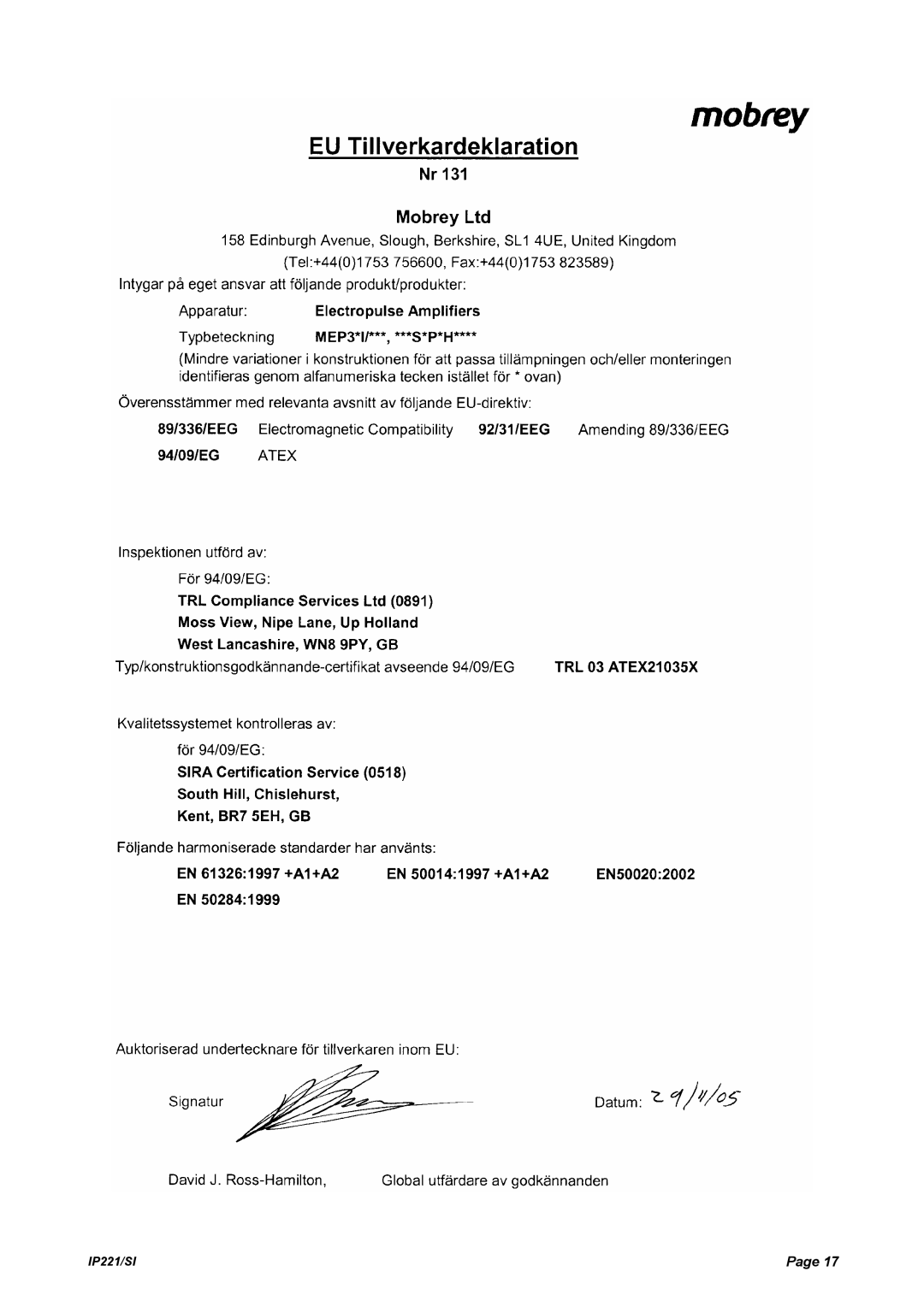 Emerson IP221/SI manual 