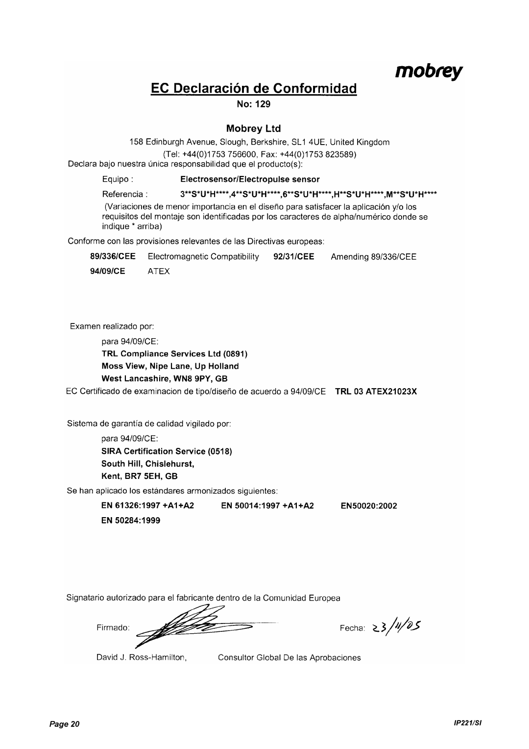 Emerson IP221/SI manual 