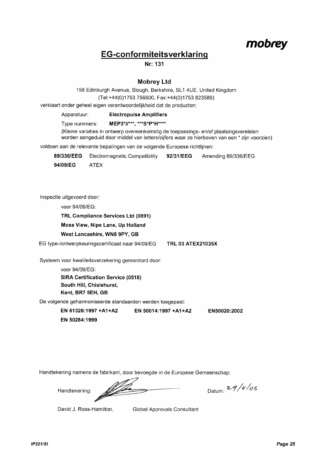 Emerson IP221/SI manual 