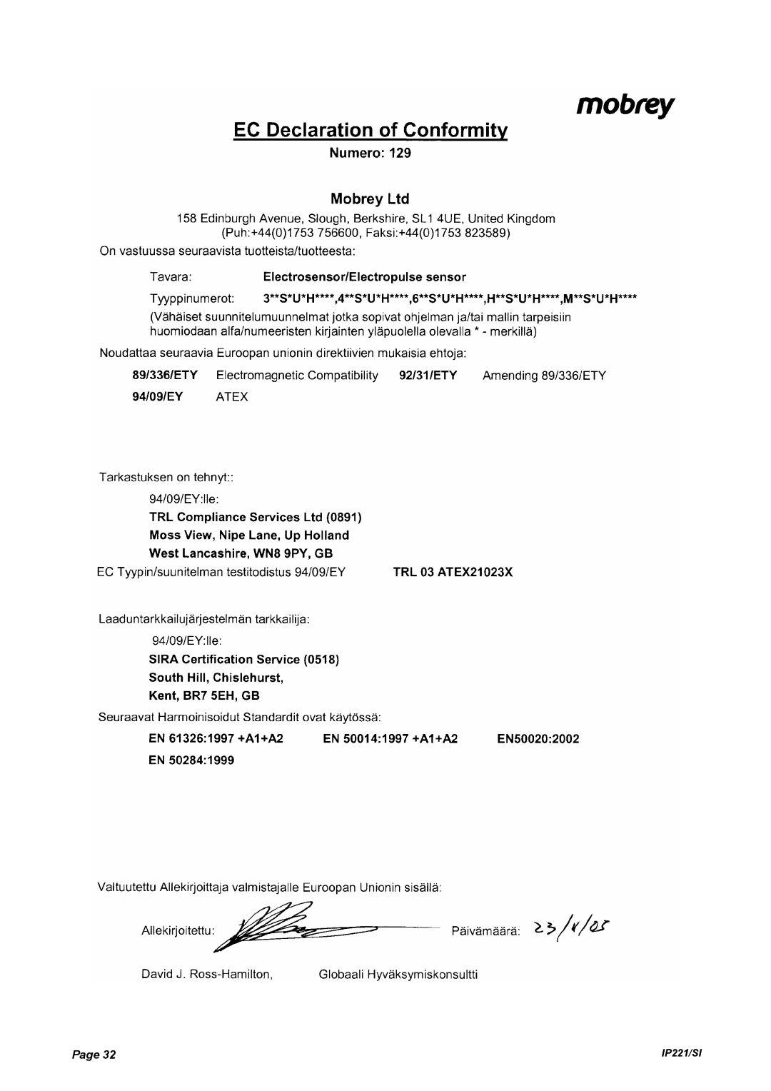 Emerson IP221/SI manual 