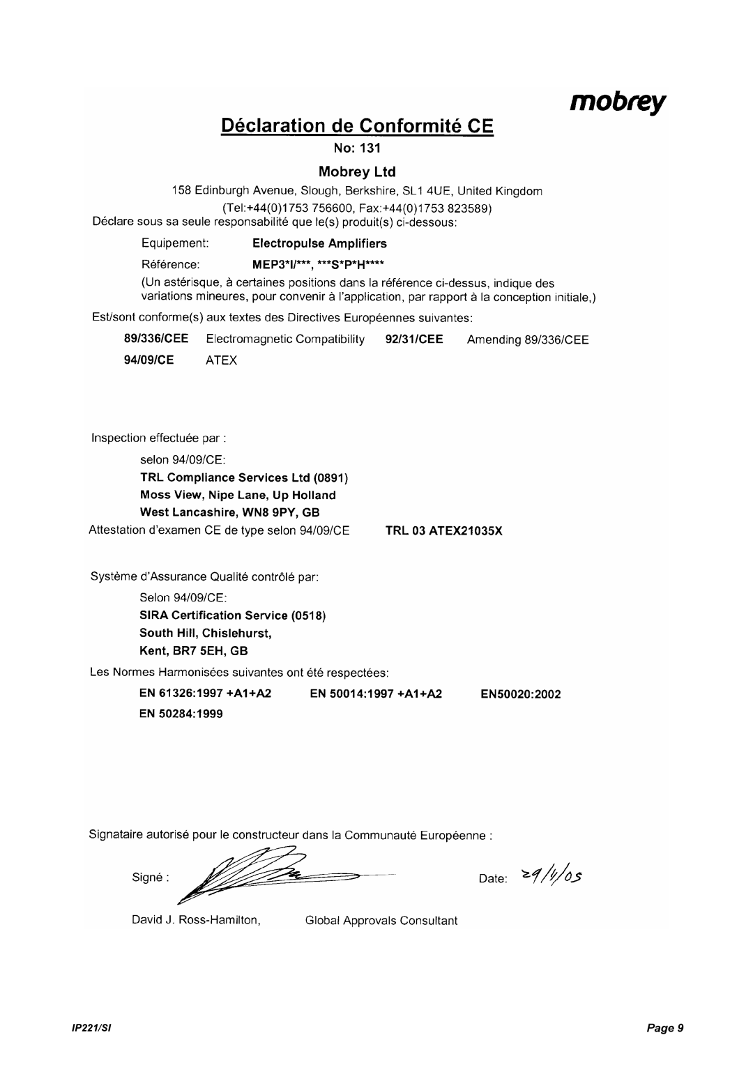 Emerson IP221/SI manual 