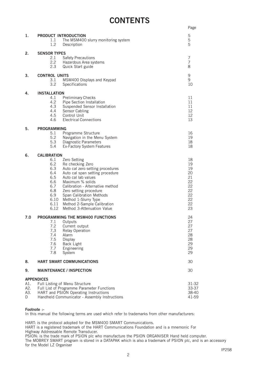 Emerson IP258 manual Contents 