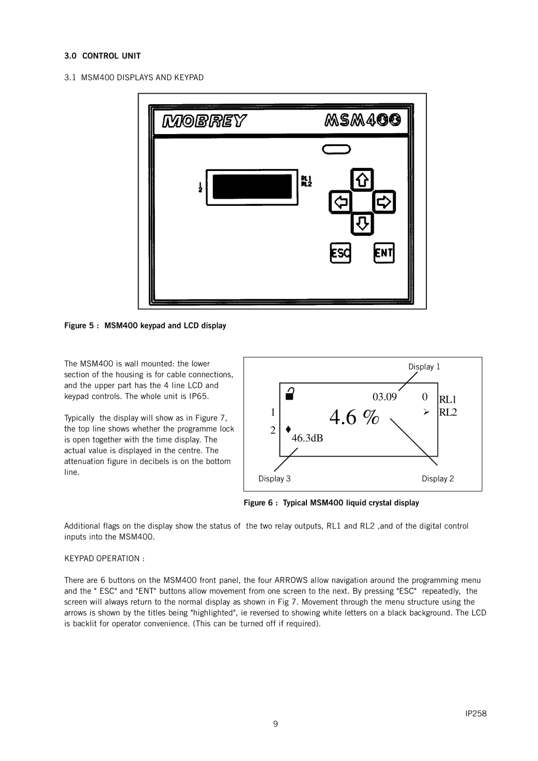 Emerson IP258 manual Control Unit, MSM400 Displays and Keypad, Keypad Operation 