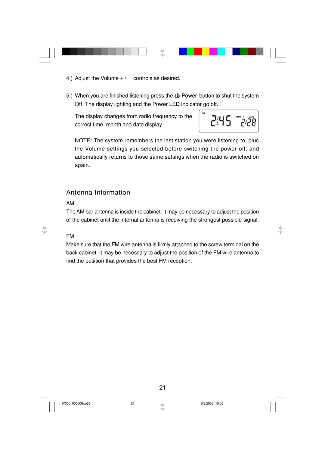 Emerson iP500C, iP500WHC, iP500BKC owner manual Antenna Information 