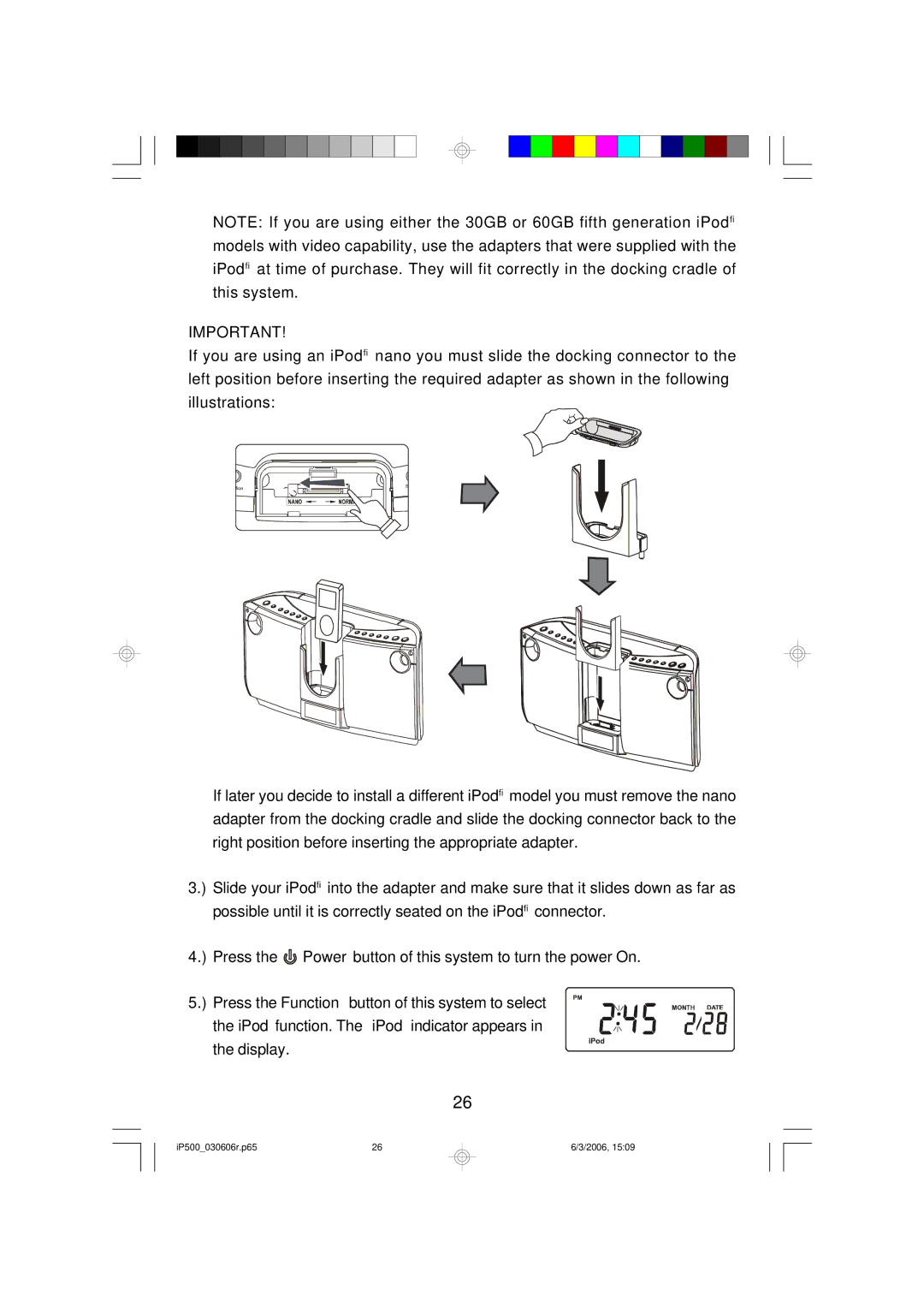 Emerson iP500WHC, iP500C, iP500BKC owner manual IP500030606r.p65 2006 