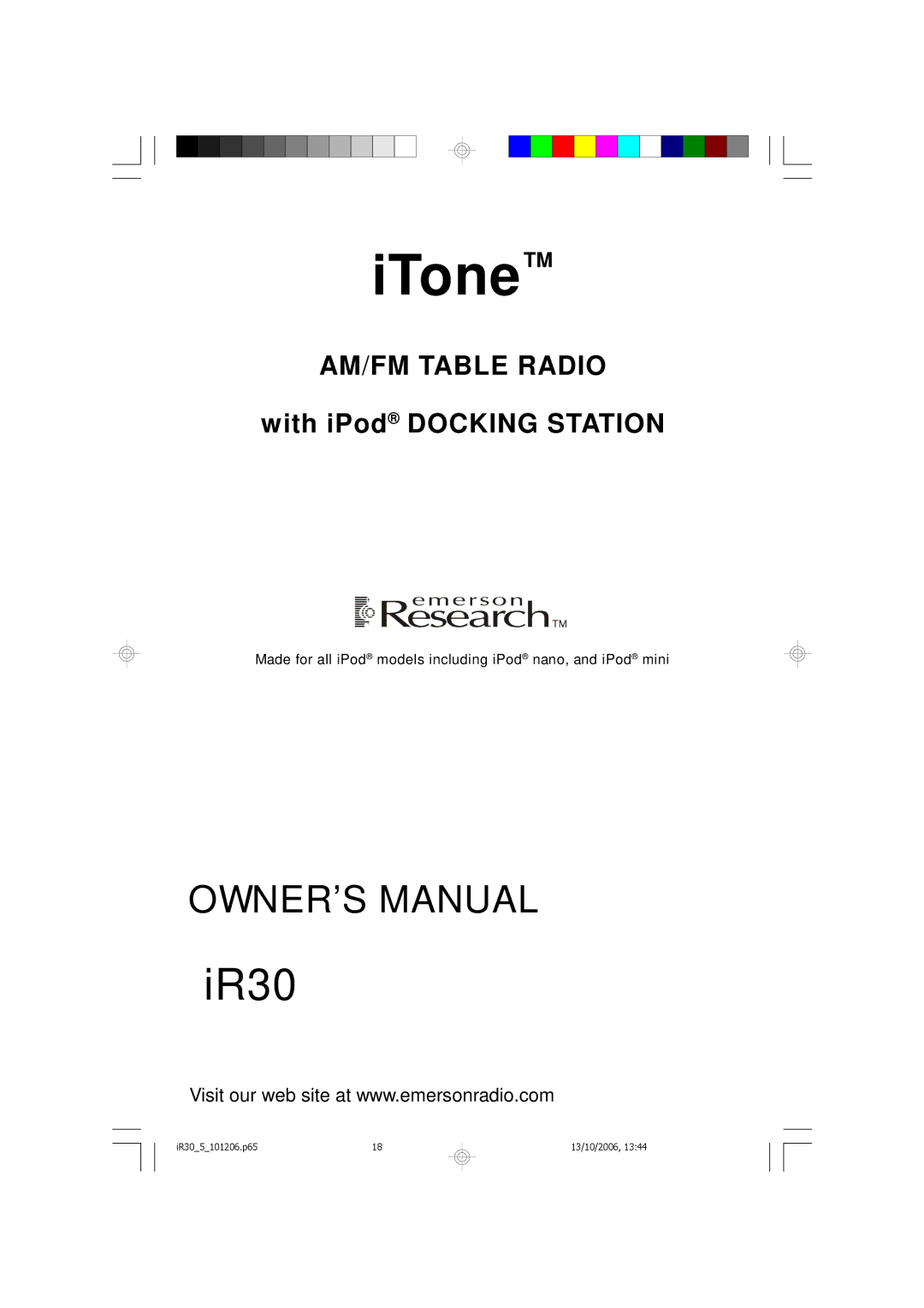 Emerson iR30 owner manual ITone 