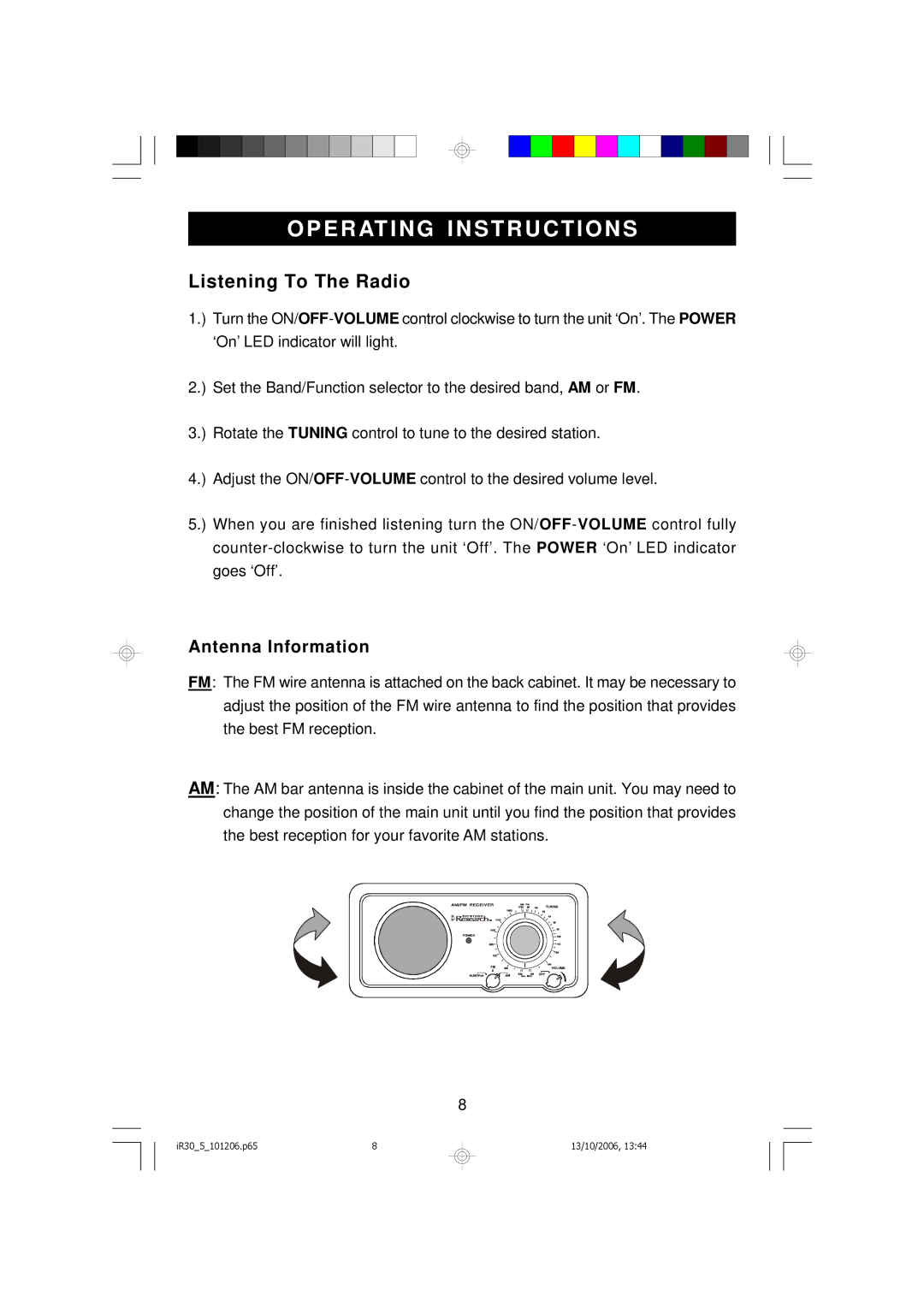 Emerson iR30 owner manual Operating Instructions, Listening To The Radio 