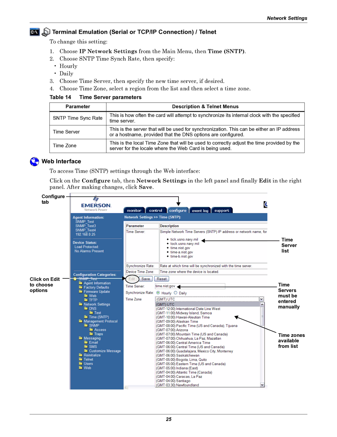 Emerson IS-WEB485ADPT installation manual Time Server parameters, Sntp Time Sync Rate 