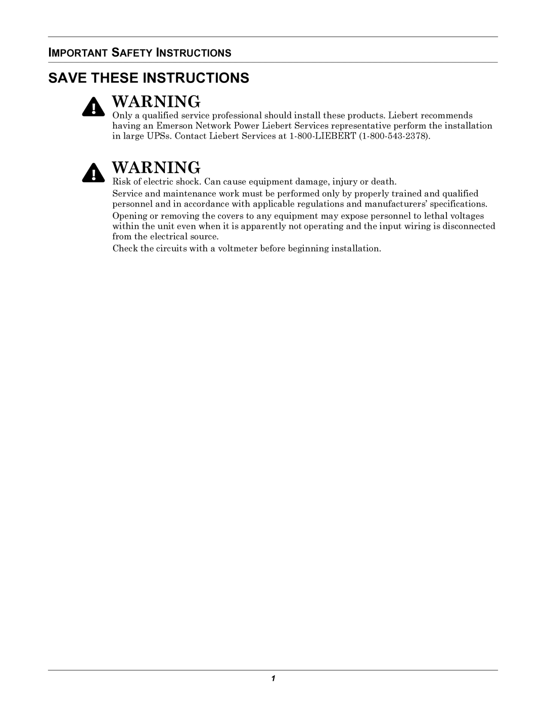 Emerson IS-WEB485ADPT installation manual Important Safety Instructions 