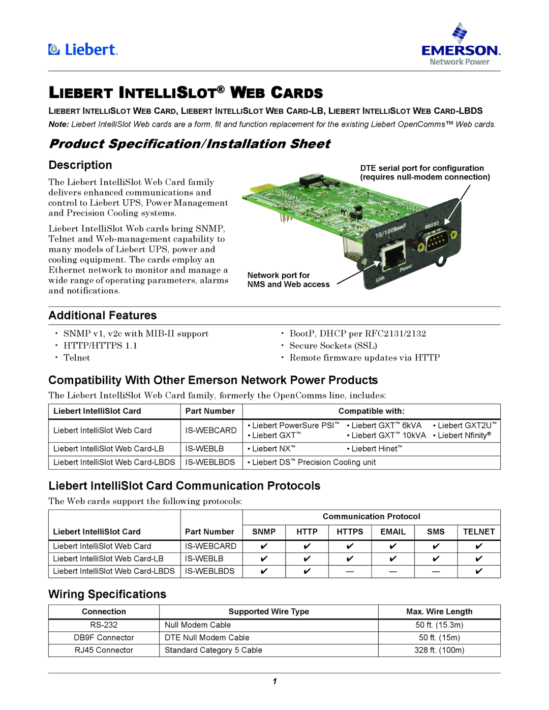 Emerson RFC2132 specifications Description, Additional Features, Compatibility With Other Emerson Network Power Products 