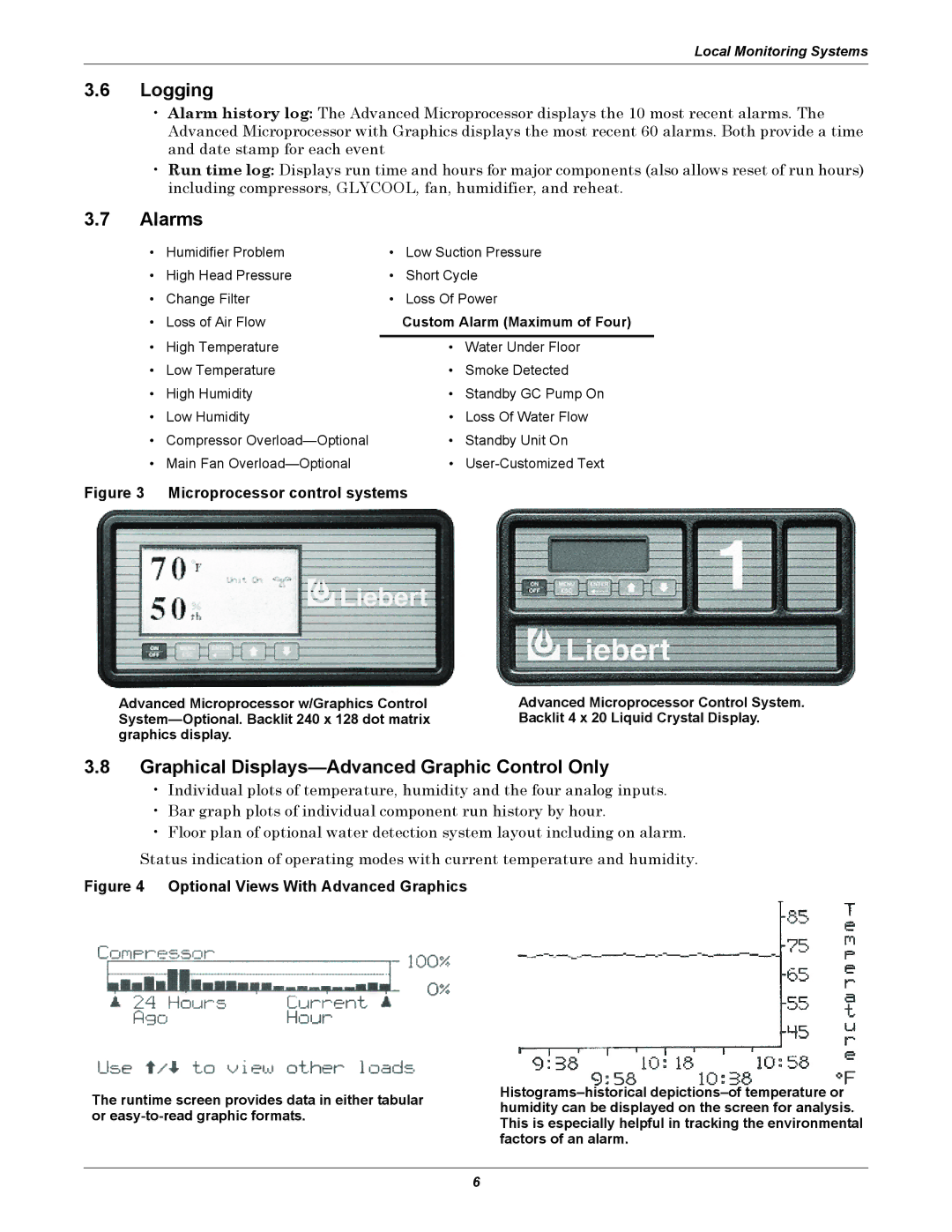 Emerson ITR manual Logging, Alarms, Graphical Displays-Advanced Graphic Control Only, Custom Alarm Maximum of Four 