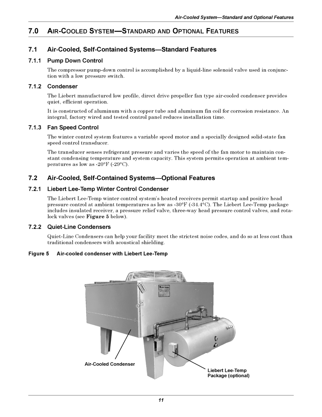 Emerson ITR Air-Cooled, Self-Contained Systems-Standard Features, Air-Cooled, Self-Contained Systems-Optional Features 