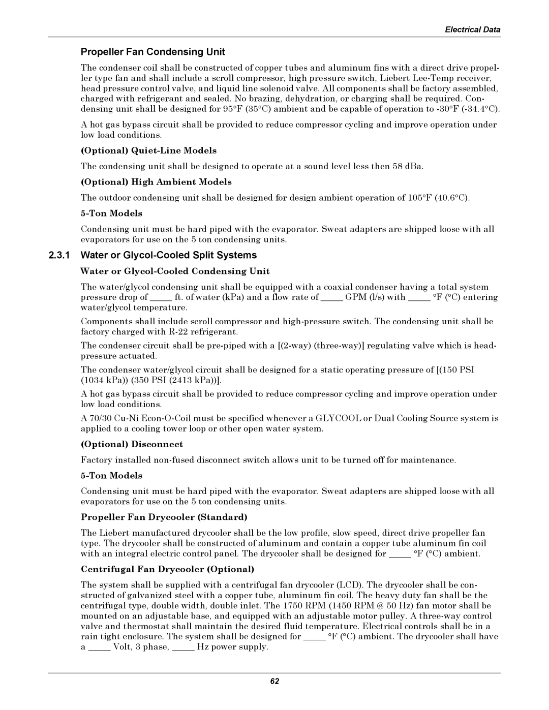 Emerson ITR manual Water or Glycol-Cooled Split Systems, Optional Quiet-Line Models, Optional High Ambient Models 