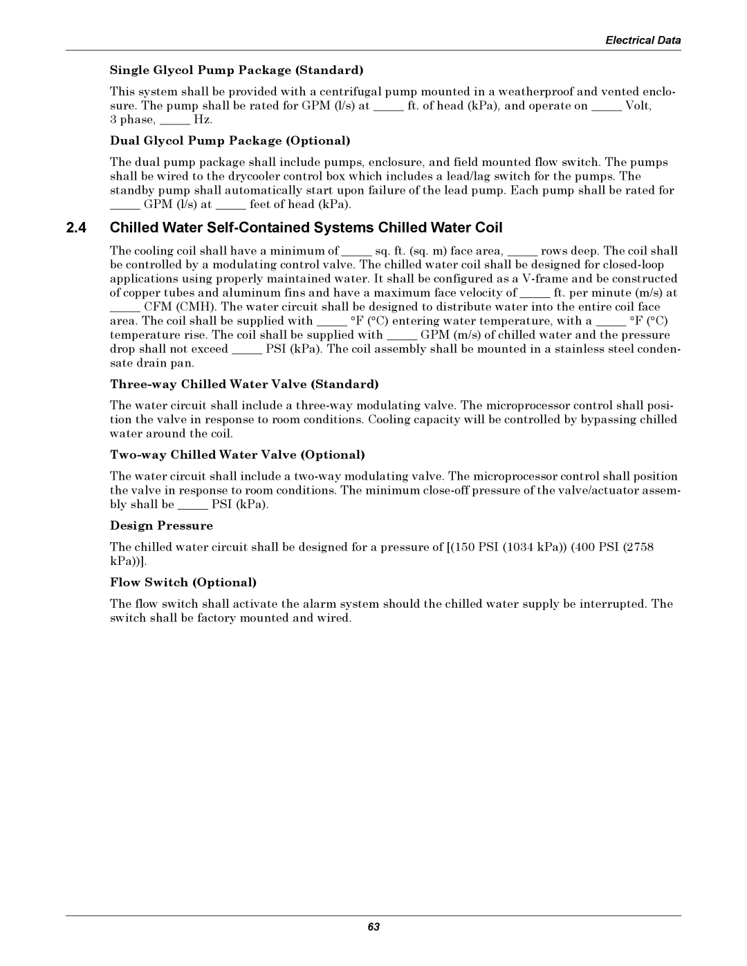 Emerson ITR manual Chilled Water Self-Contained Systems Chilled Water Coil, Three-way Chilled Water Valve Standard 