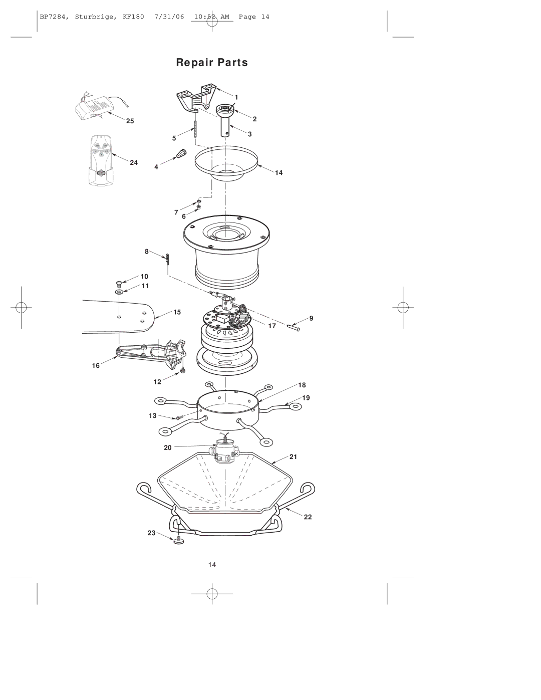 Emerson KF180 owner manual Repair Parts 