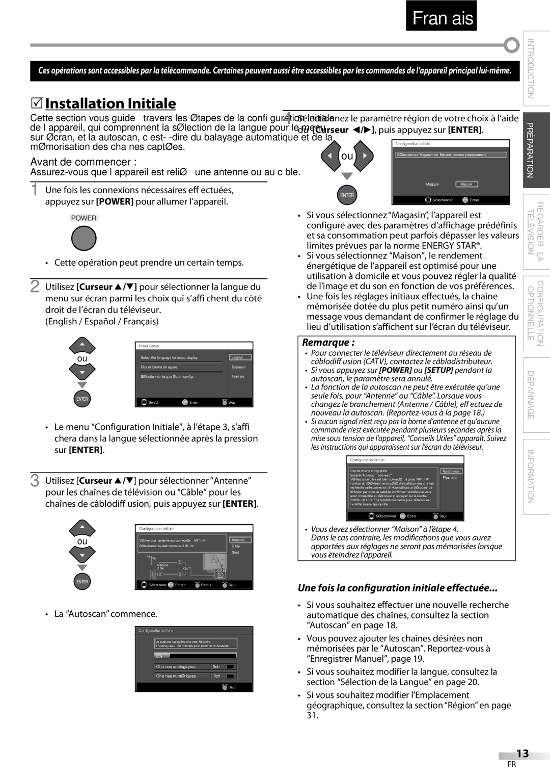 Emerson LC195EMX owner manual 5Installation Initiale, Avant de commencer, Une fois la configuration initiale effectuée 