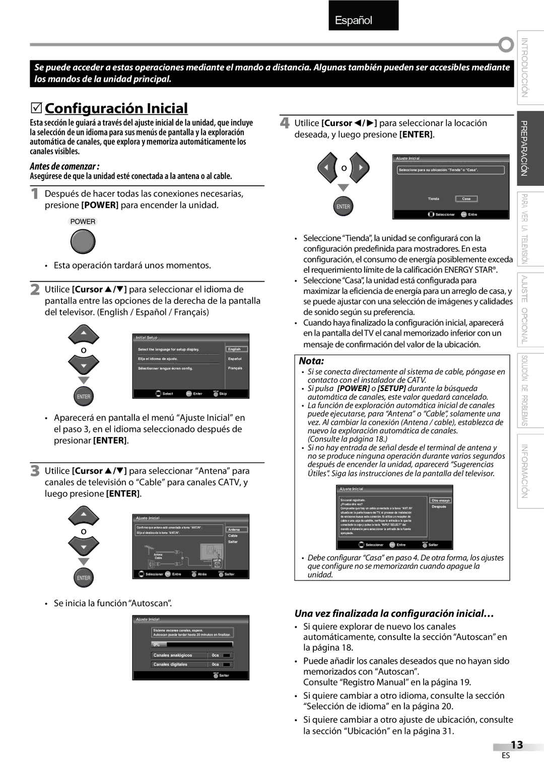 Emerson LC195EMX owner manual 5Configuración Inicial, Antes de comenzar, Una vez finalizada la configuración inicial… 