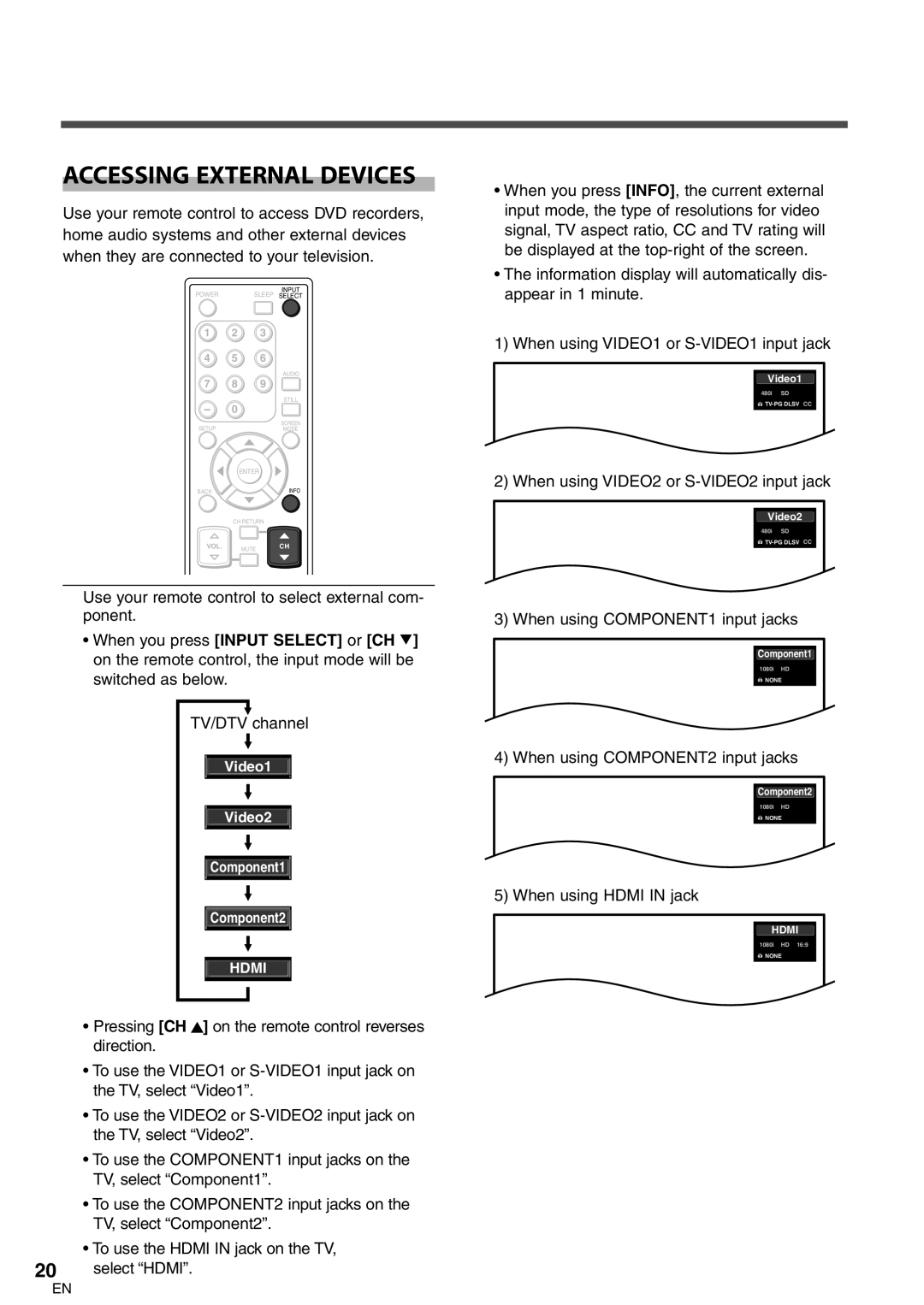 Emerson LC320EM8 owner manual Accessing External Devices 