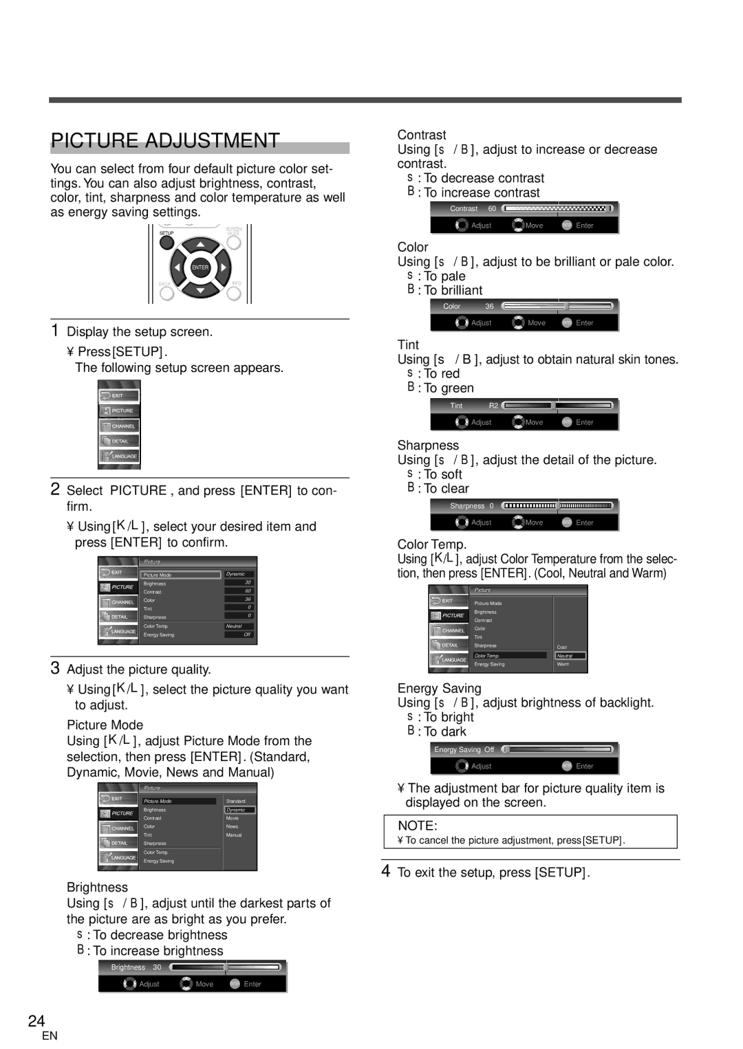 Emerson LC320EM8 owner manual Picture Adjustment 