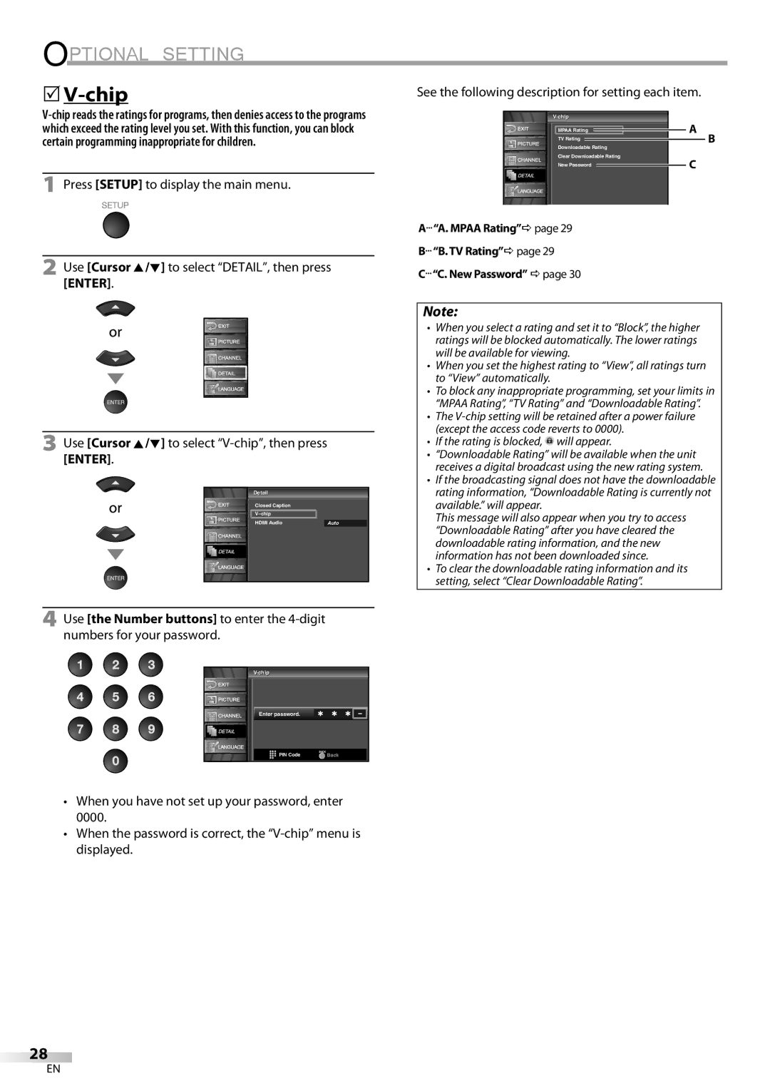 Emerson LC320EM81 owner manual Use Cursor K/L to select V-chip, then press Enter, Chipip Enter password 