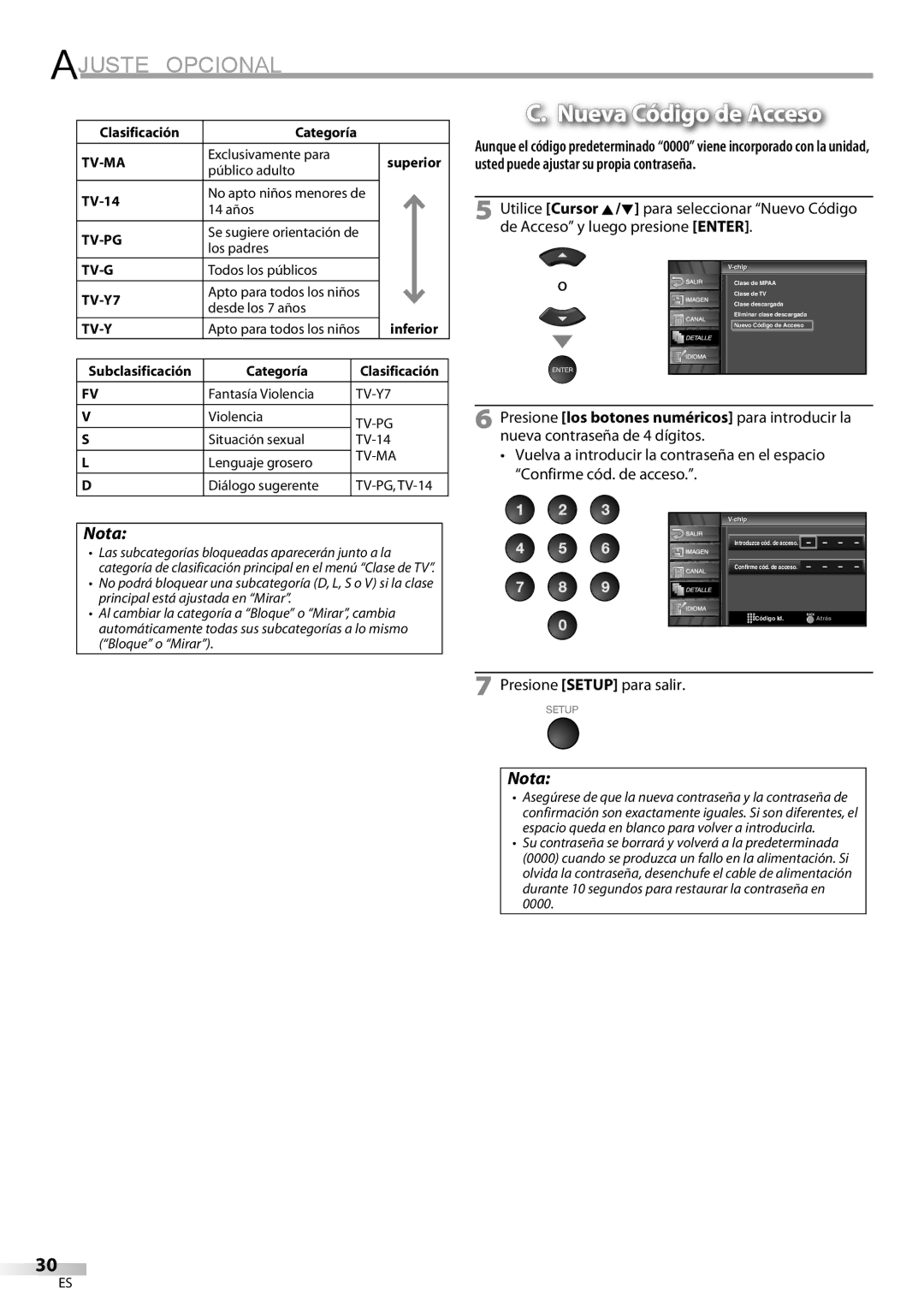 Emerson LC320EM81 owner manual Nueva Código de Acceso 