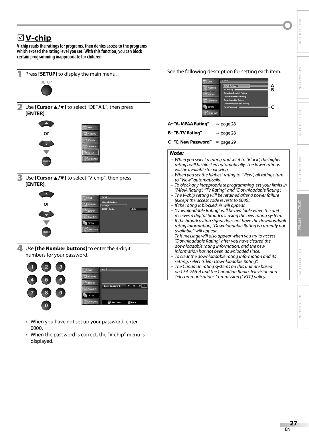 Emerson LC320EM9 B, LC320EM9 3 owner manual Enter password, Chip ip 