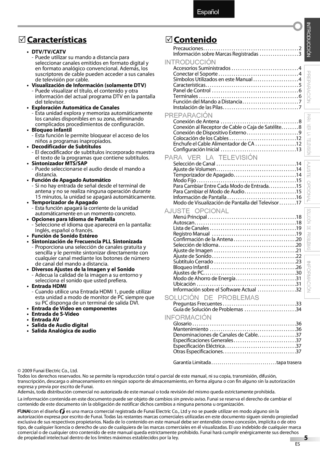 Emerson LC320EMXF owner manual Características, Contenido 