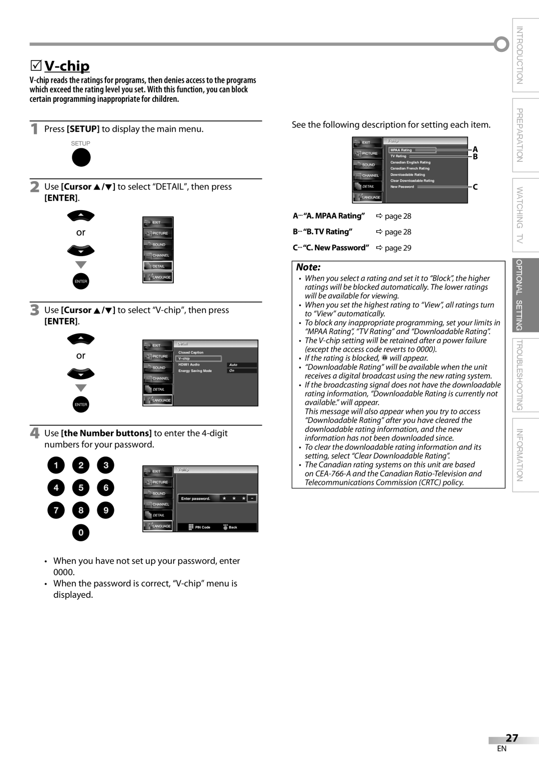 Emerson LC321EM9 owner manual Chipip Enter password, Chip ip 