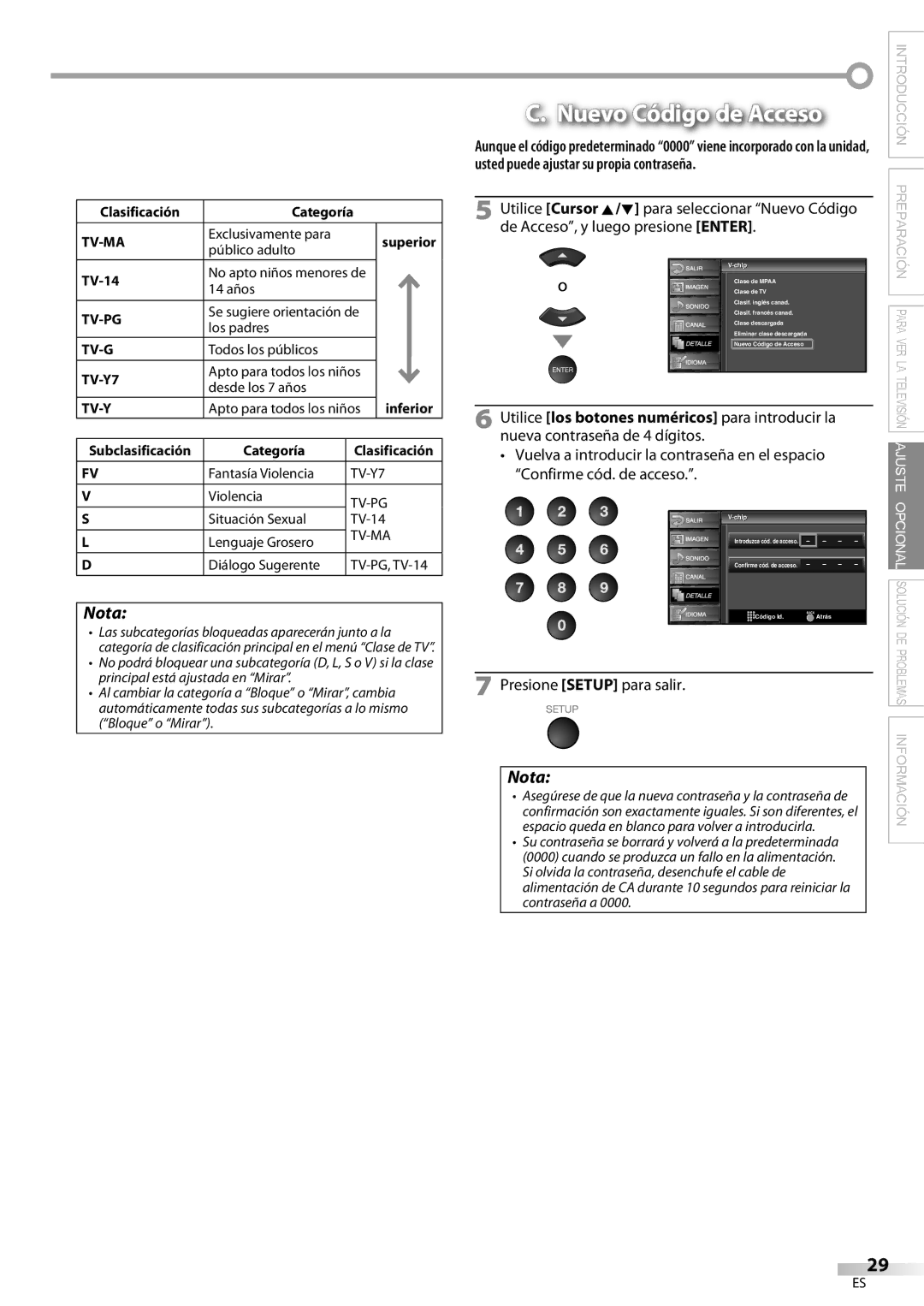 Emerson LC321EM9 owner manual Nuevo Código de Acceso 