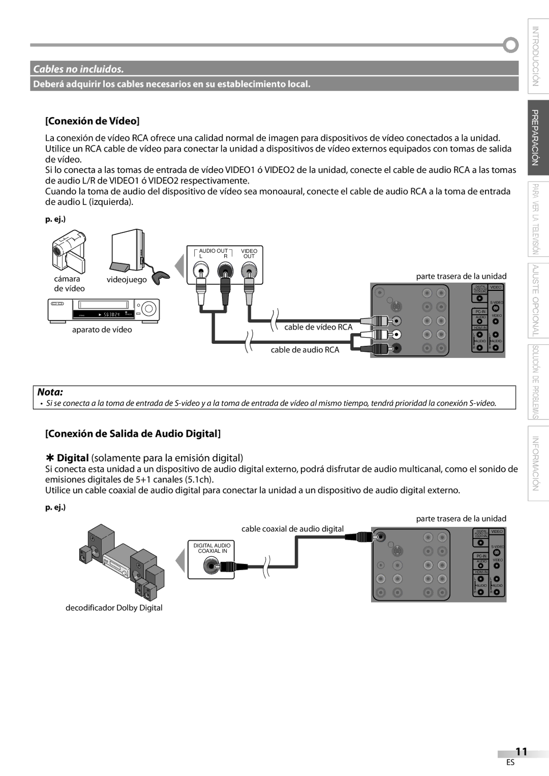 Emerson LC321EM9 owner manual Conexión de Vídeo 