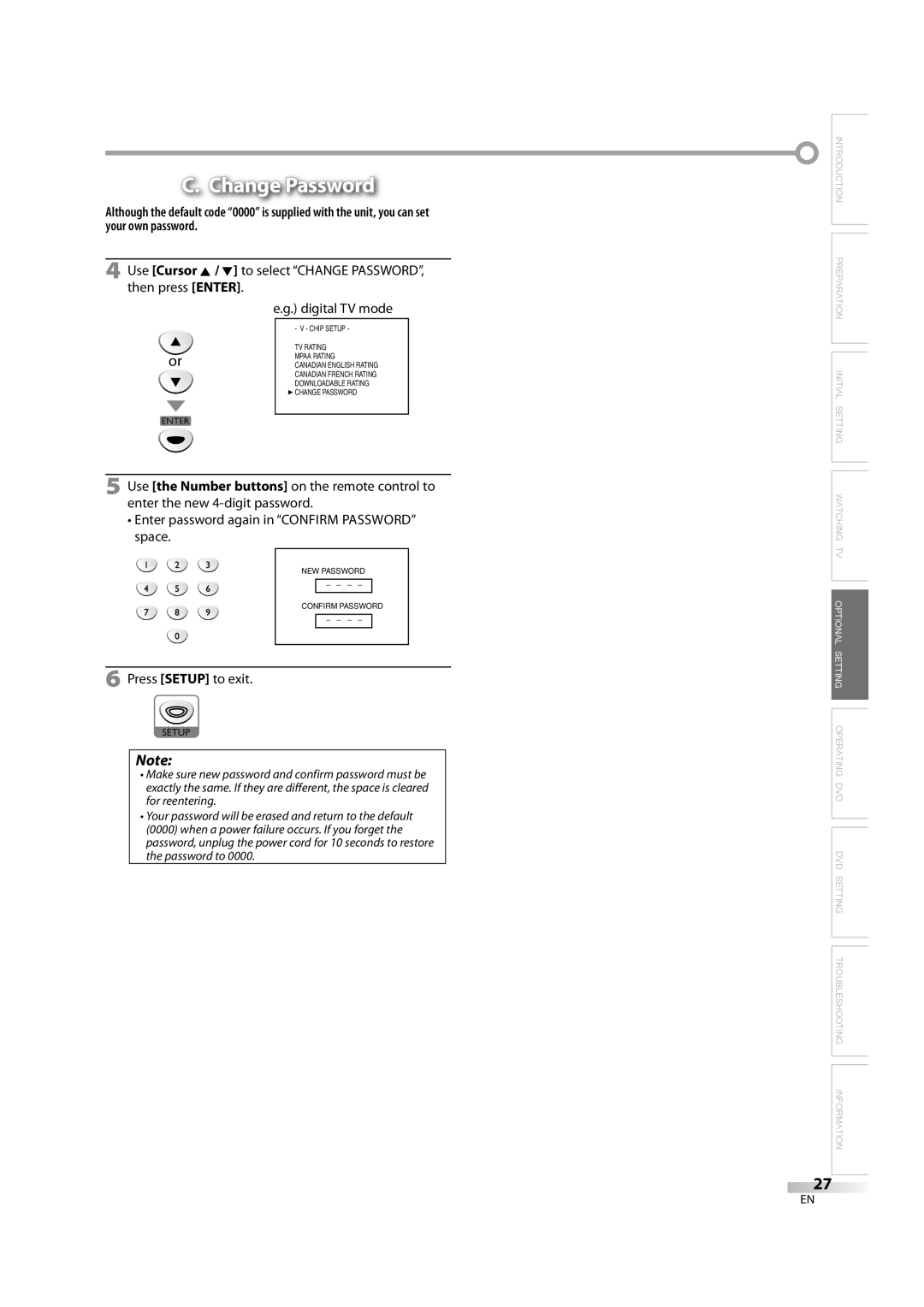 Emerson LD195EM8 7, LD195EM8 2 owner manual Change Password 