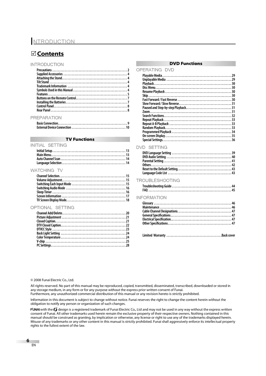 Emerson LD195EM8 2, LD195EM8 7 owner manual Introduction, Contents 