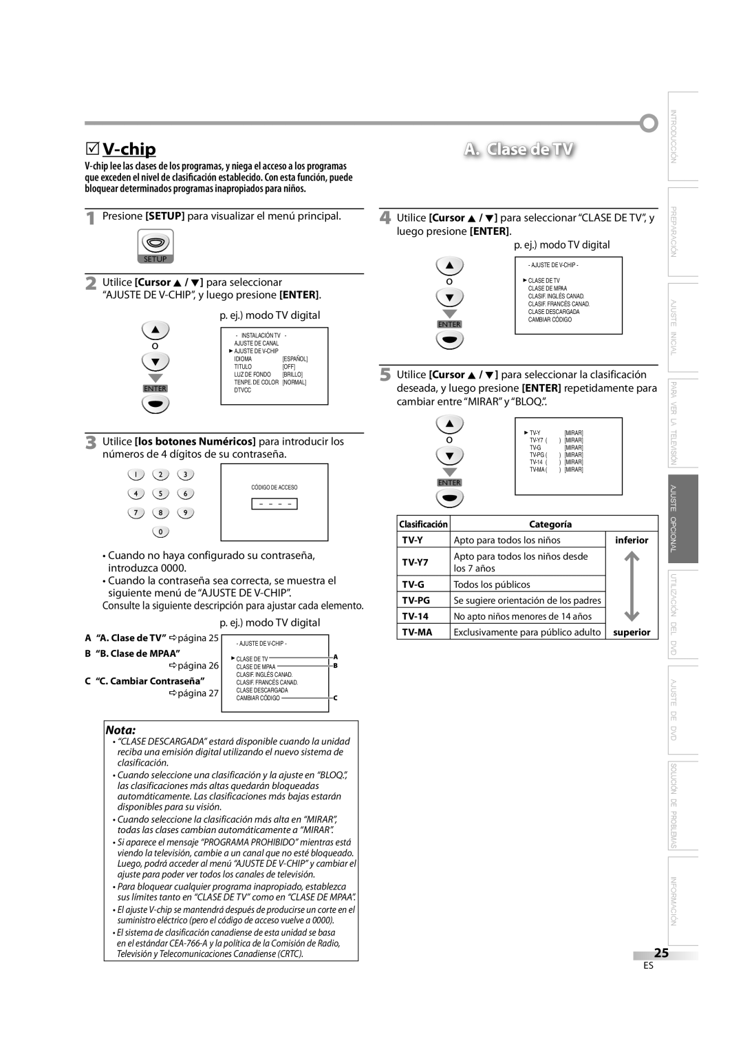 Emerson LD195EM8 7, LD195EM8 2 Clase de TV, Cuando no haya configurado su contraseña, introduzca, Luego presione Enter 